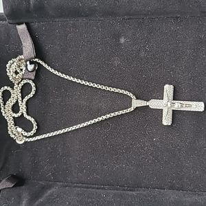 Sterling Silver 24" , crucifix pendant